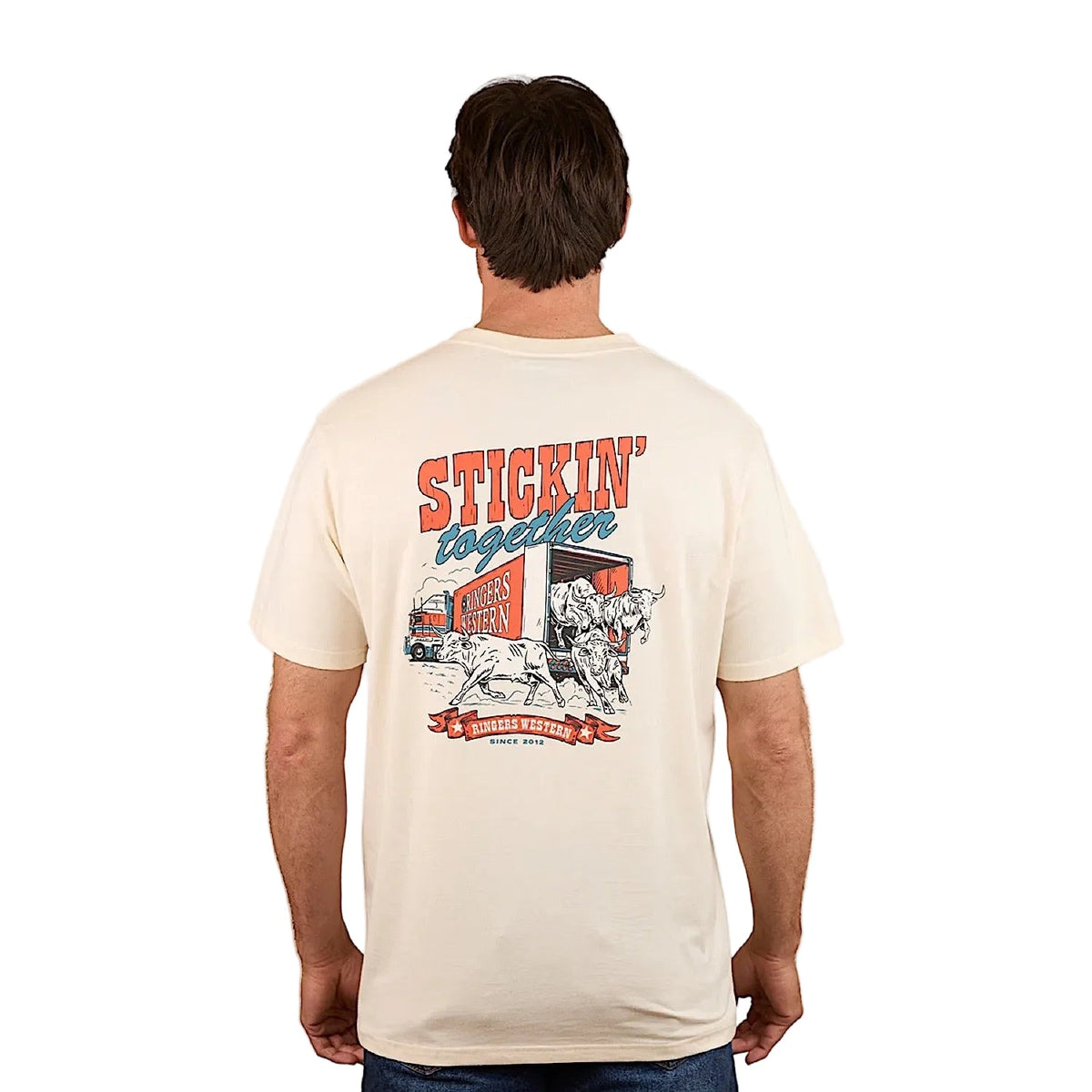 Ringers Western Men’s Stickin Together Loose Fit T-Shirt - Off White