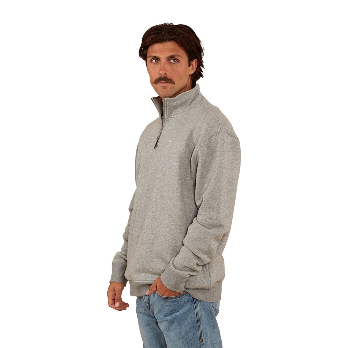 Ringers Western Men’s Strand 1/4 Zip Crew - Grey Marle