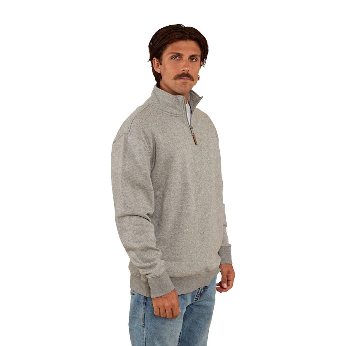 Ringers Western Men’s Strand 1/4 Zip Crew - Grey Marle