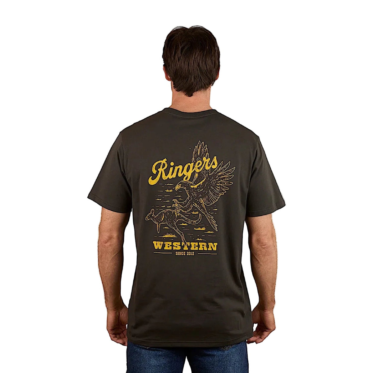 Ringers Western Men’s Wedge-Tail Rampage Loose Fit T-Shirt - Charcoal