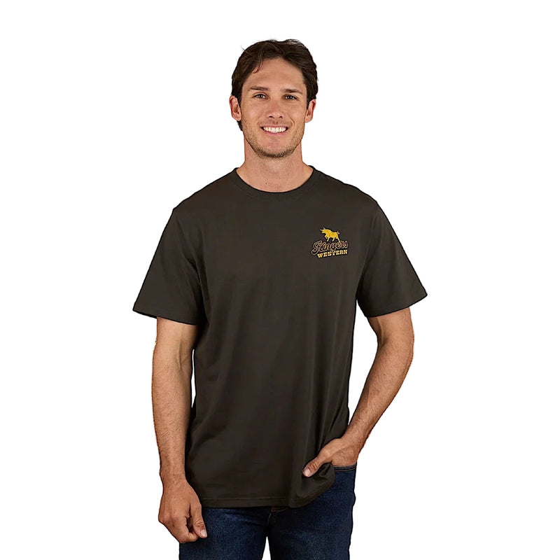Ringers Western Men’s Wedge-Tail Rampage Loose Fit T-Shirt - Charcoal