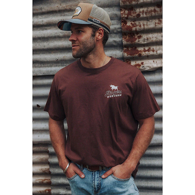 Ringers Western Men’s Wedge-Tail Rampage Loose Fit T-Shirt - Chocolate