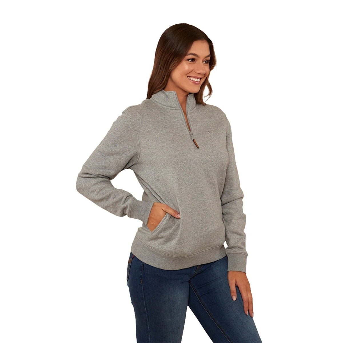 Ringers Western Peninsula Women’s 1/4 Zip Crew - Grey Marle