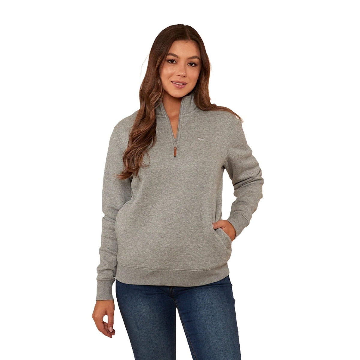 Ringers Western Peninsula Women’s 1/4 Zip Crew - Grey Marle