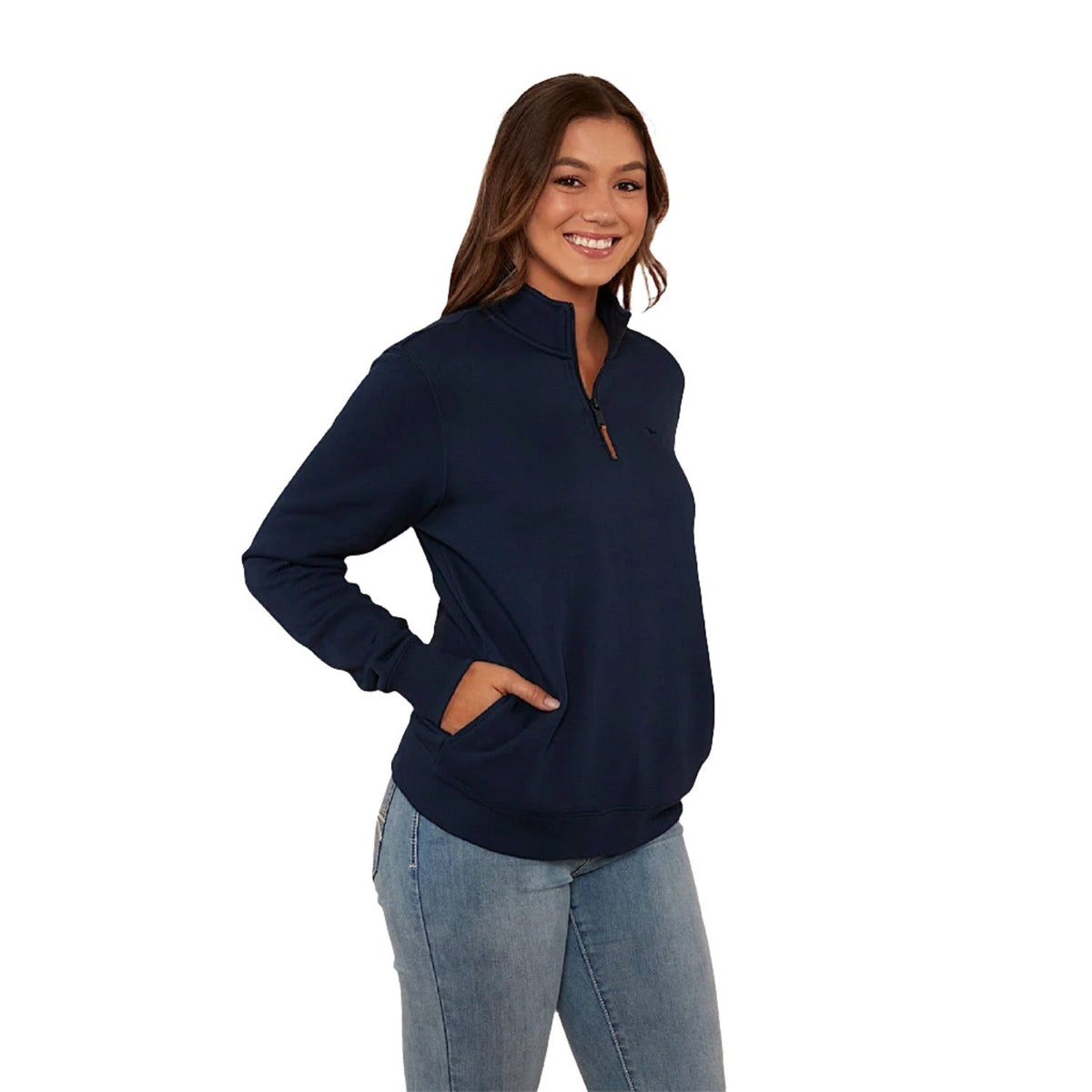 Ringers Western Women’s Peninsula 1/4 Zip Crew - Navy