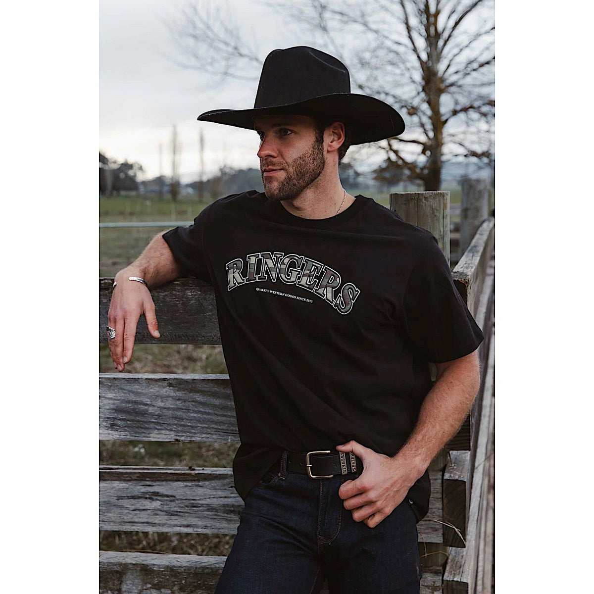 Ringers Western Princeton Men’s Loose Fit T-Shirt - Washed Black/Camo