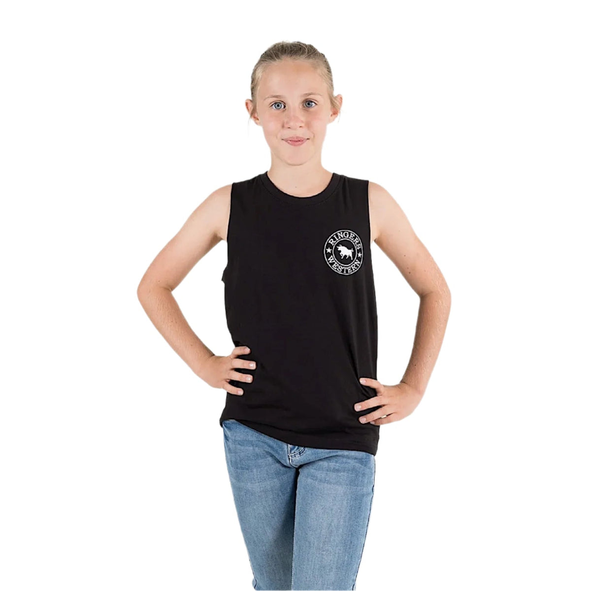 Ringers Western Signature Bull Kid’s Muscle Tank - Black/White