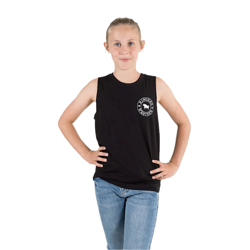 Ringers Western Signature Bull Kid’s Muscle Tank - Black/White