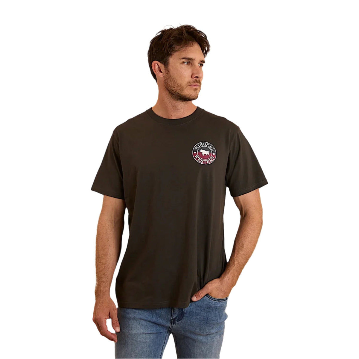 Ringers Western Signature Bull Men’s Loose T-Shirt - Charcoal / Split