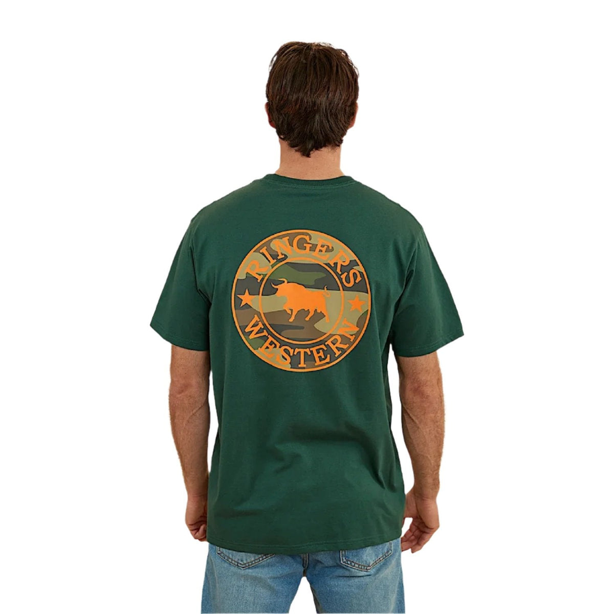 Ringers Western Signature Bull Men’s Loose T-Shirt - Pine/Camo