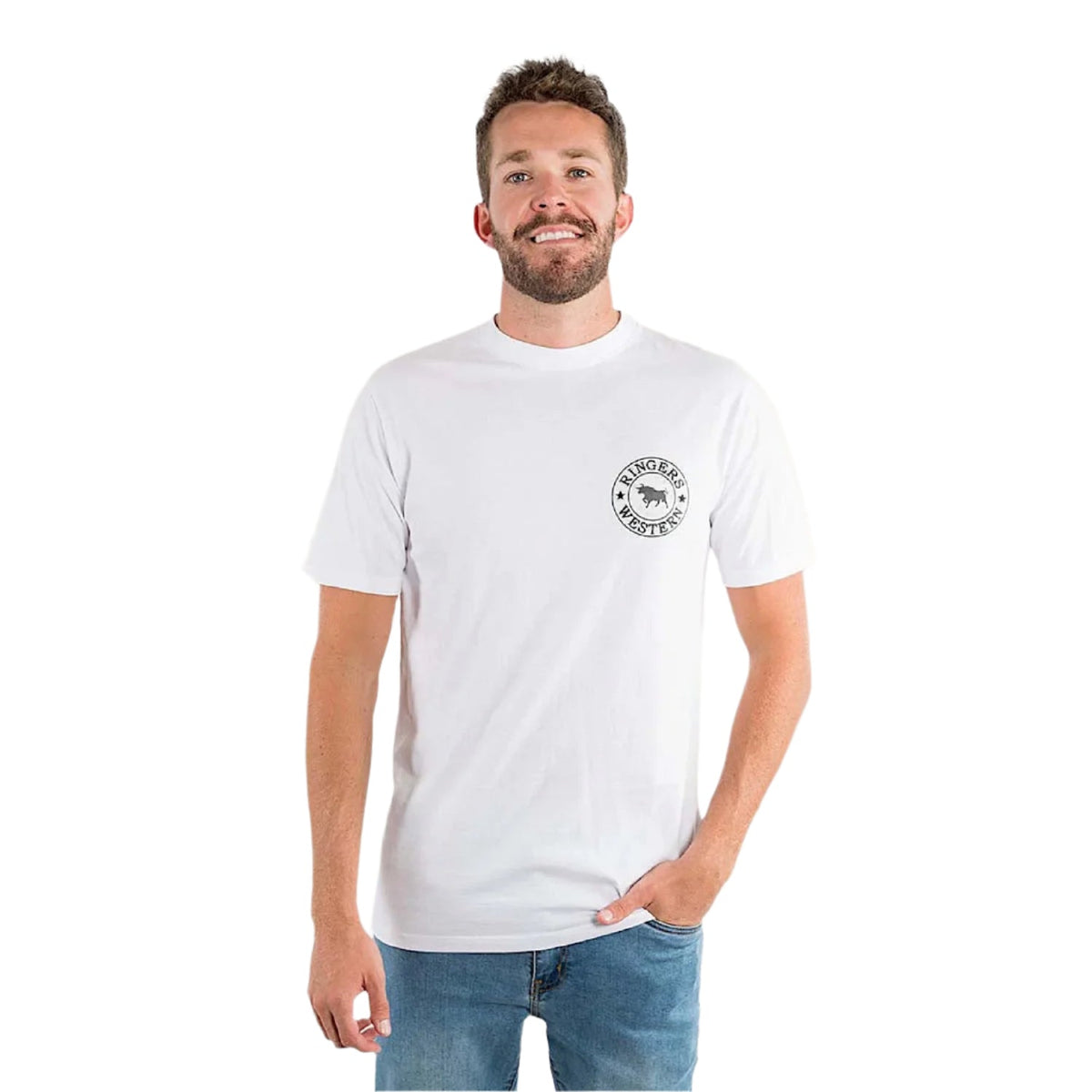 Ringers Western Signature Bull Men’s Loose T-Shirt - White/Black