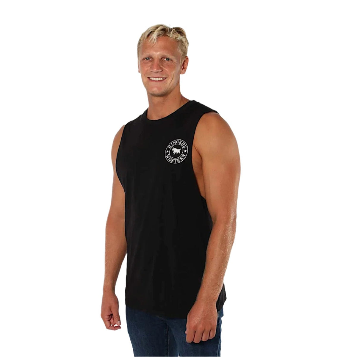 Ringers Western Signature Bull Men’s Muscle Tank - Black/White