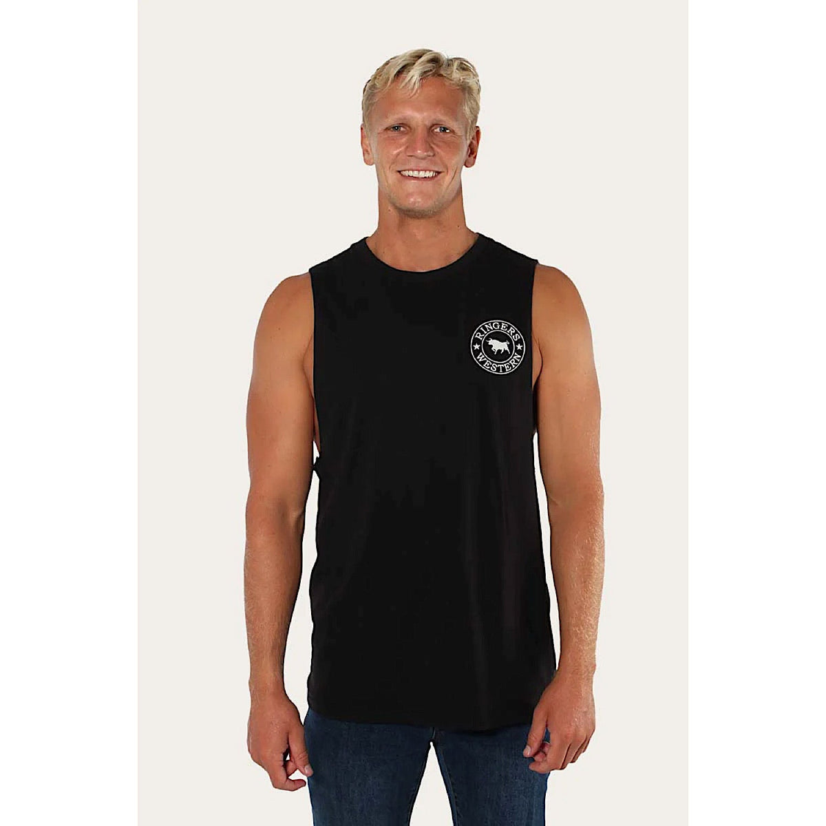 Ringers Western Signature Bull Men’s Muscle Tank - Black/White