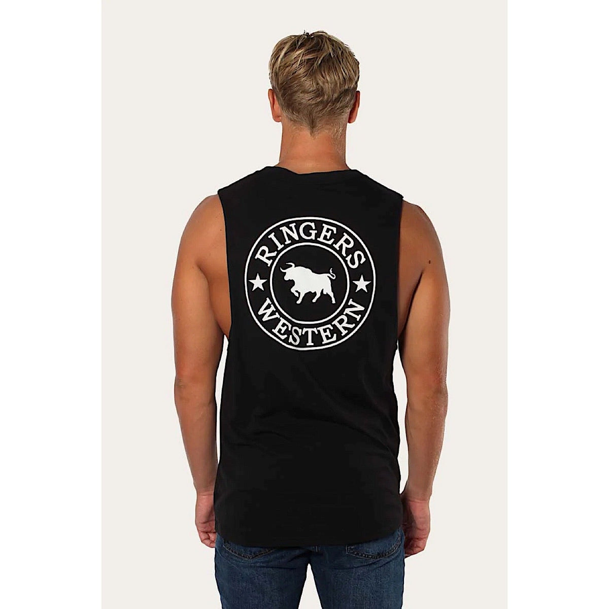 Ringers Western Signature Bull Men’s Muscle Tank - Black/White