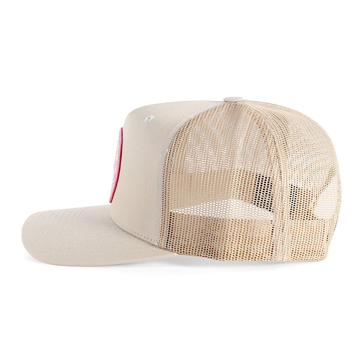 Ringers Western Signature Bull Trucker Cap - Bone with Pink & Bone Patch