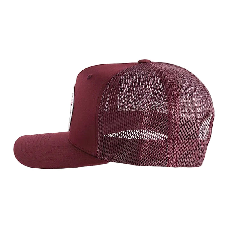 Ringers Western Signature Bull Trucker Cap - Burgundy with Burgundy & White Patch