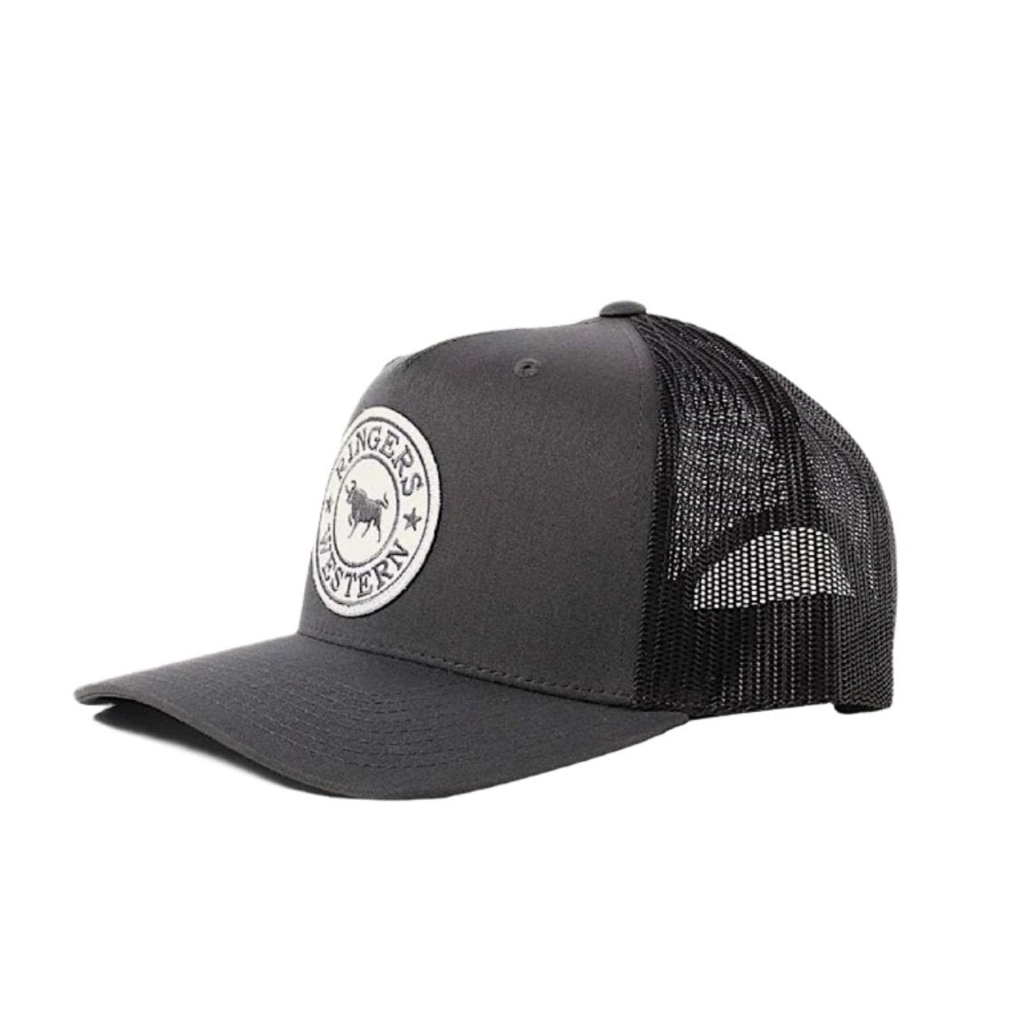 Ringers Western Signature Bull Trucker Cap - Charcoal with Charcoal & White Patch