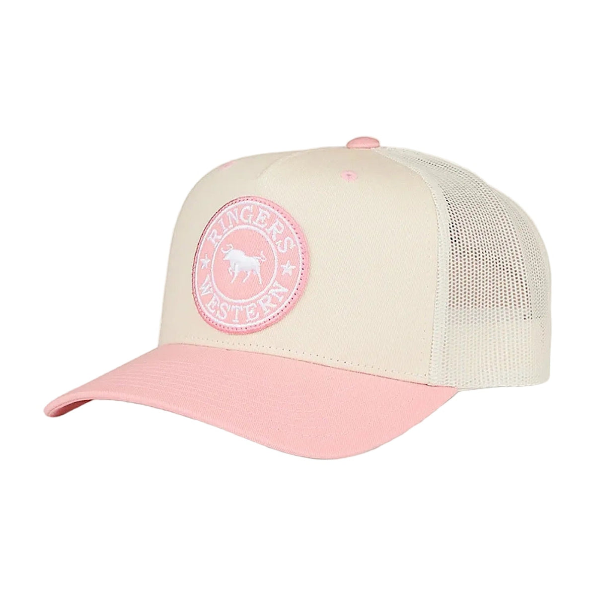 Ringers Western Signature Bull Trucker Cap - Rosey/Off White