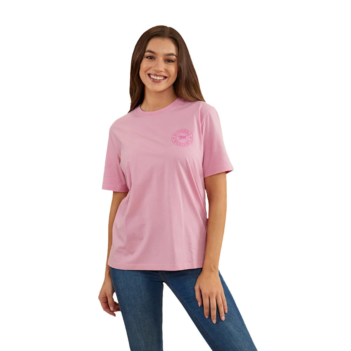 Ringers Western Signature Bull Women’s Loose Fit T-Shirt - Pastel Pink/Candy