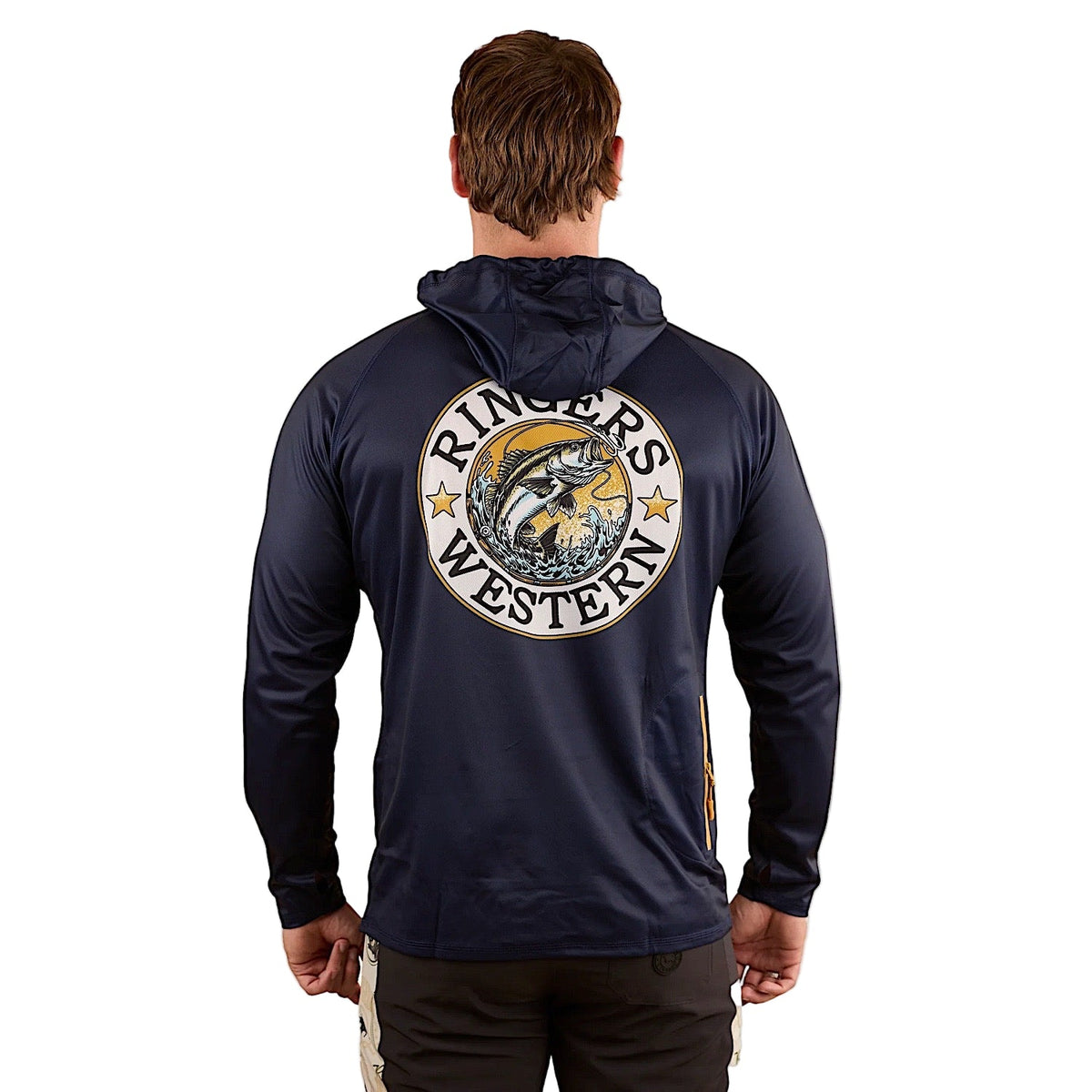 Ringers Western Unisex Big Catch Hooded Fishing Jersey - Navy