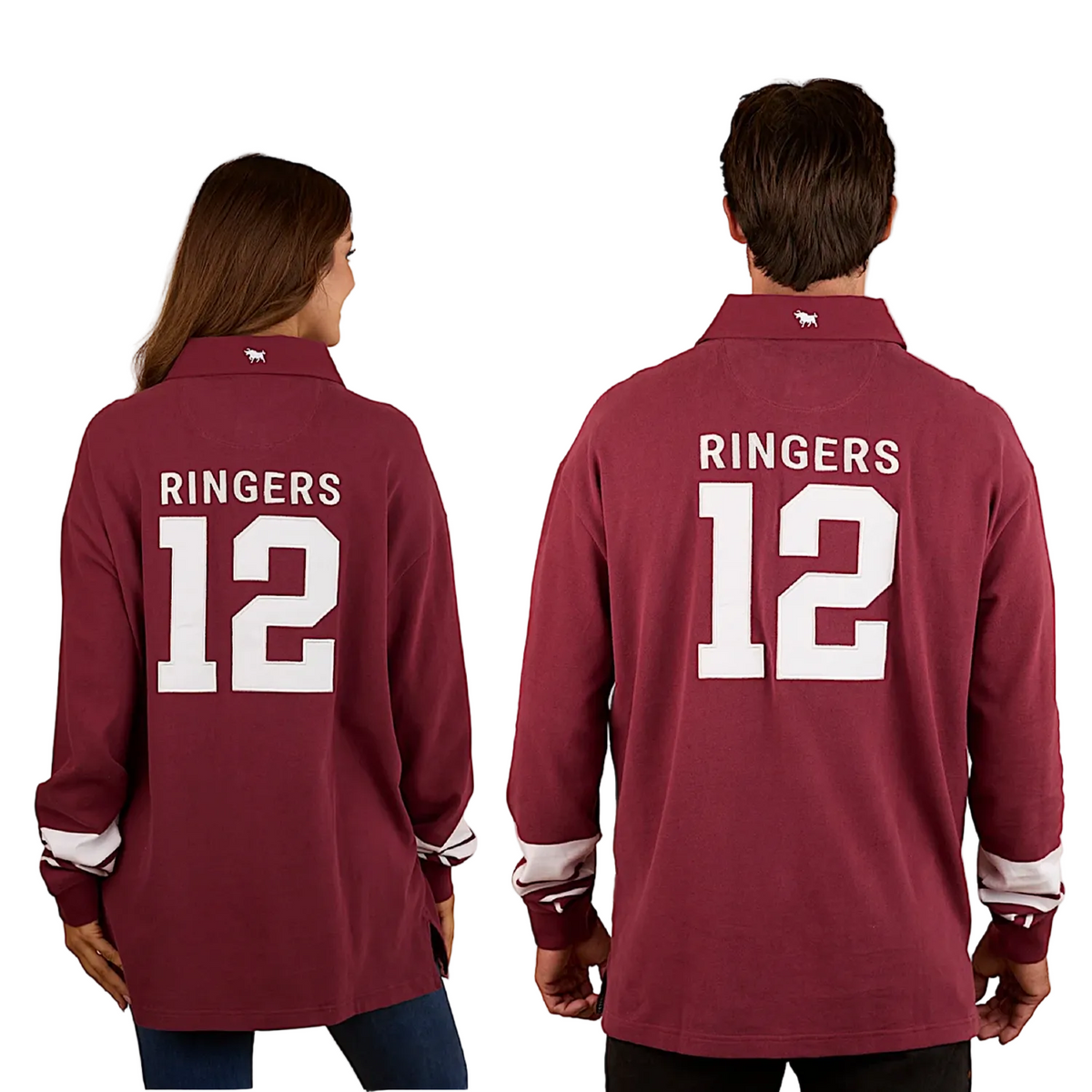 Ringers Western Unisex Stadium Oversized Rugby Jersey - Burgundy