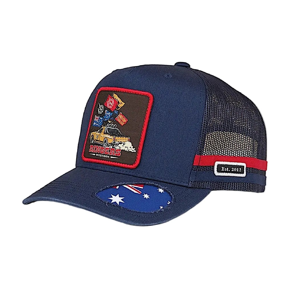 Ringers Western Ute Flag Deep Fit Trucker Cap - Navy/Red