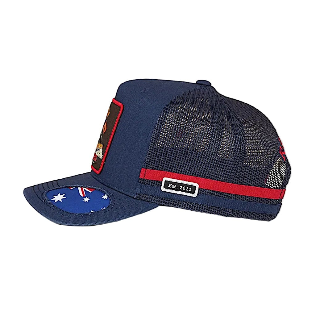 Ringers Western Ute Flag Deep Fit Trucker Cap - Navy/Red