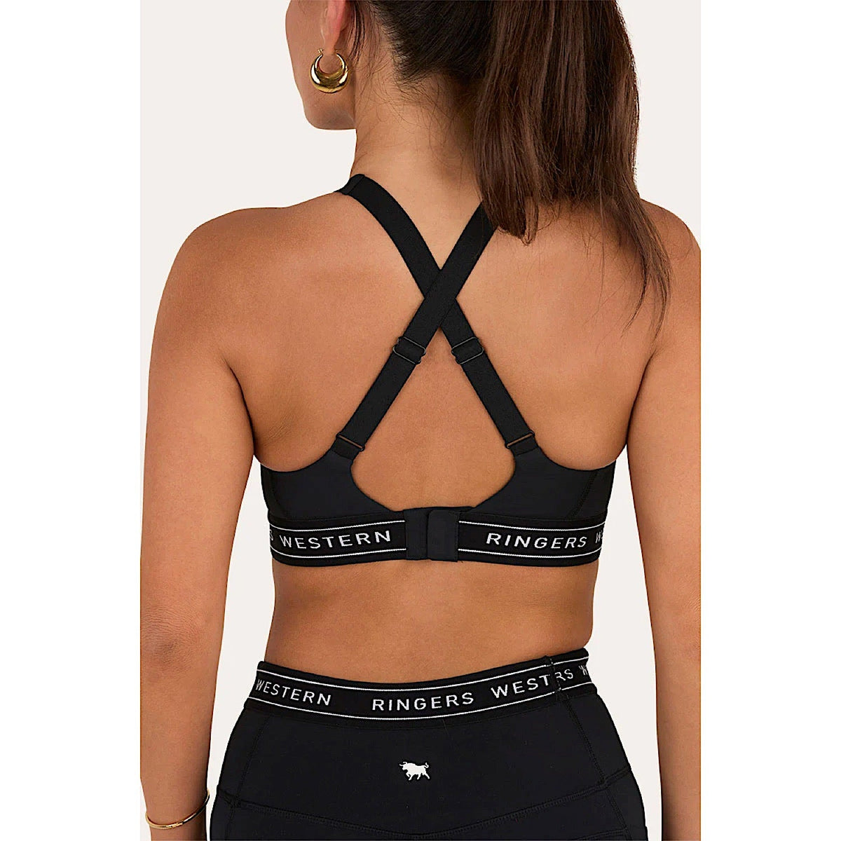 Ringers Western Womens Ringers Active Logo Elastic Support Crop - Black