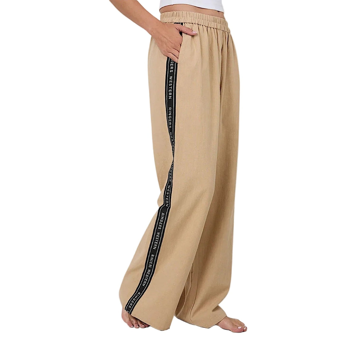 Ringers Western Women’s Alexis Elastic Waist Wide Leg Pant - Beige