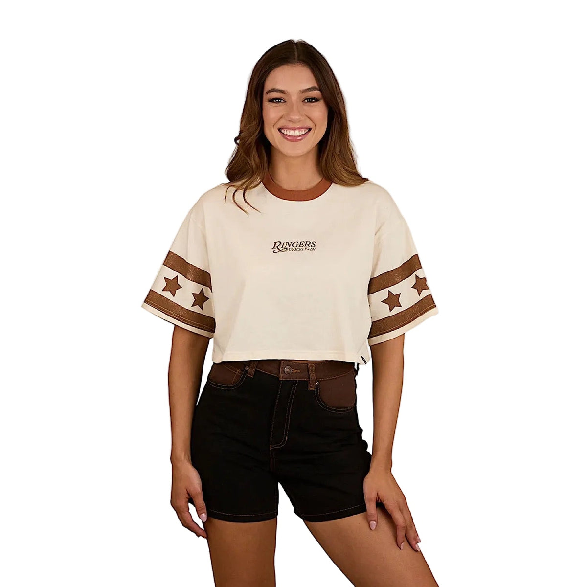 Ringers Western Women’s Anywhere Anytime Cropped Oversized T-Shirt - Off White