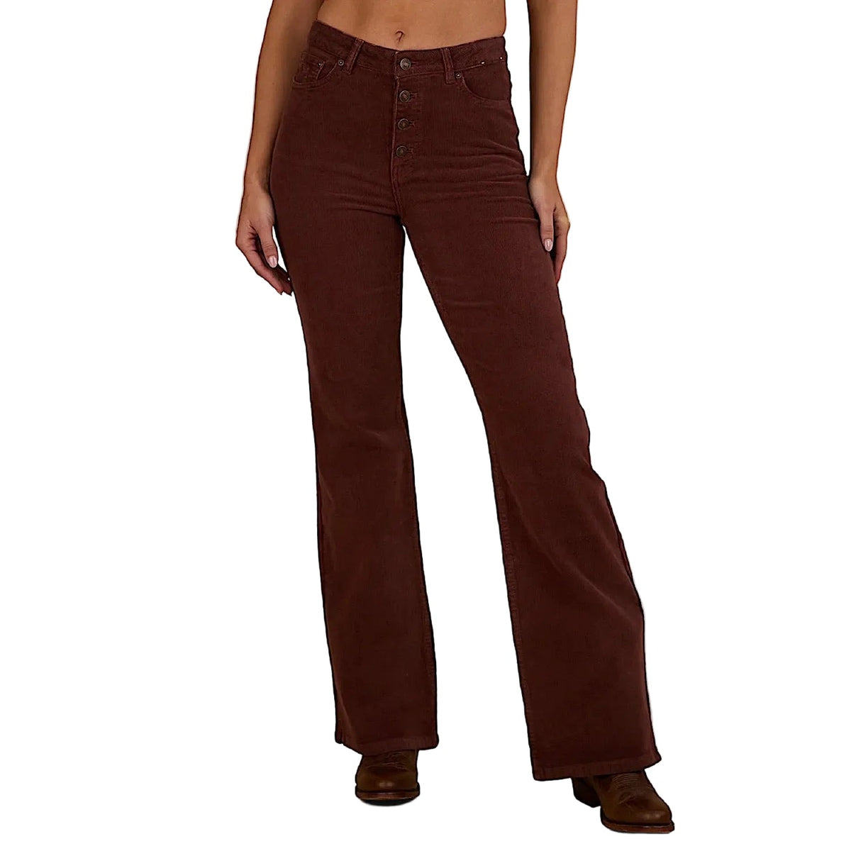 Ringers Western Women’s Betsy Corduroy High Rise Bootleg Jean - Cabernet