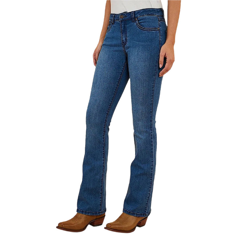 Ringers Western Women’s Caroline Rodeo Mid Rise Bootleg Jeans - Vintage Blue Wash