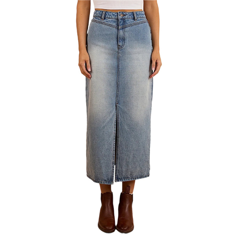 Ringers Western Women’s Christa Midi Skirt - Light Wash Blue