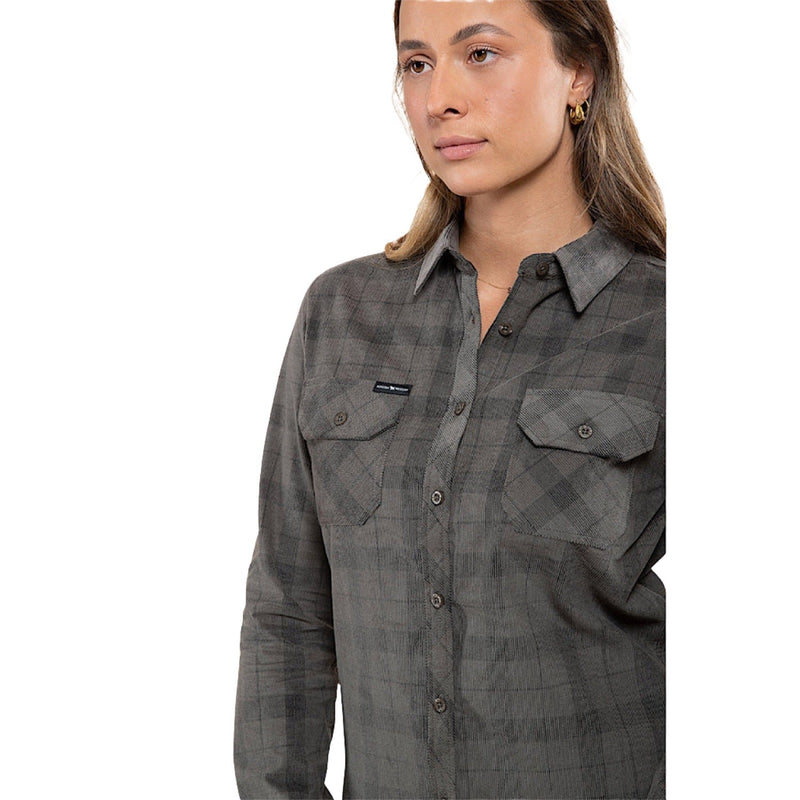Ringers Western Women’s Corduroy Long Sleeve Shirt - Charcoal