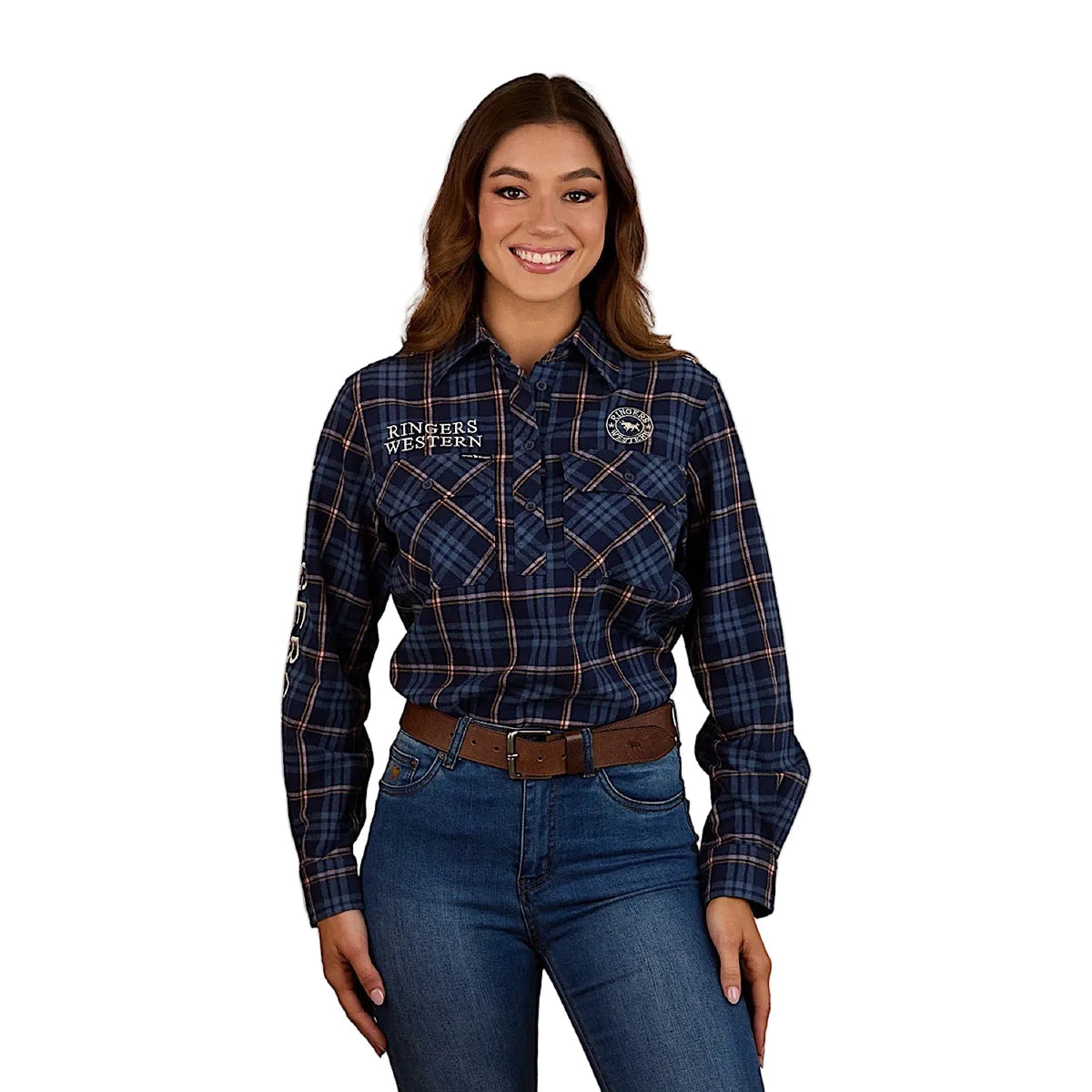 Ringers Western Women’s Fingal Half Button Flannel - Dark Blue