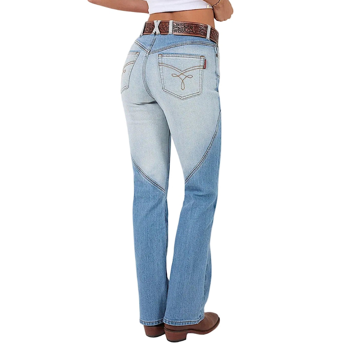 Ringers Western Women’s Francesca High Rise Bootleg Western Jean - Vintage Light Blue/Dark Mid Blue
