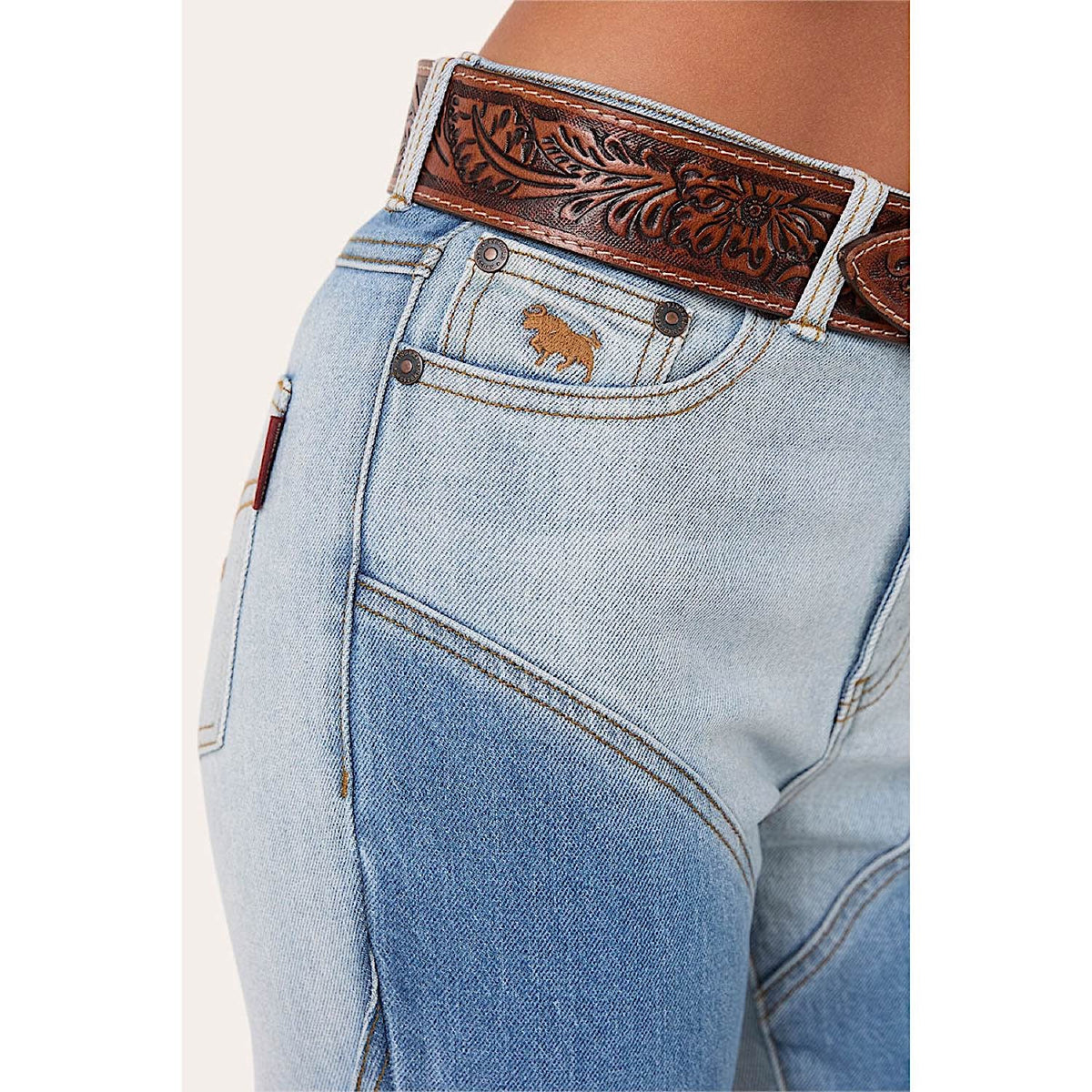 Ringers Western Women’s Francesca High Rise Bootleg Western Jean - Vintage Light Blue/Dark Mid Blue