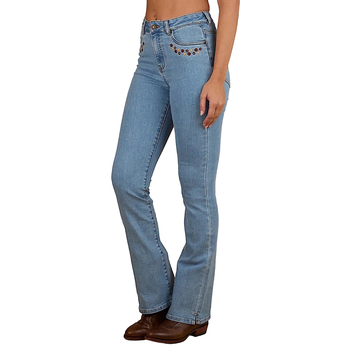 Ringers Western Women’s In Bloom High Rise Bootleg Jean - Light Wash Blue