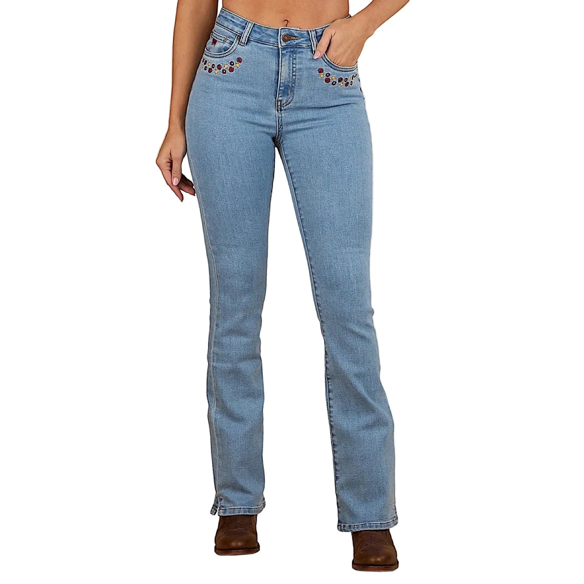 Ringers Western Women’s In Bloom High Rise Bootleg Jean - Light Wash Blue