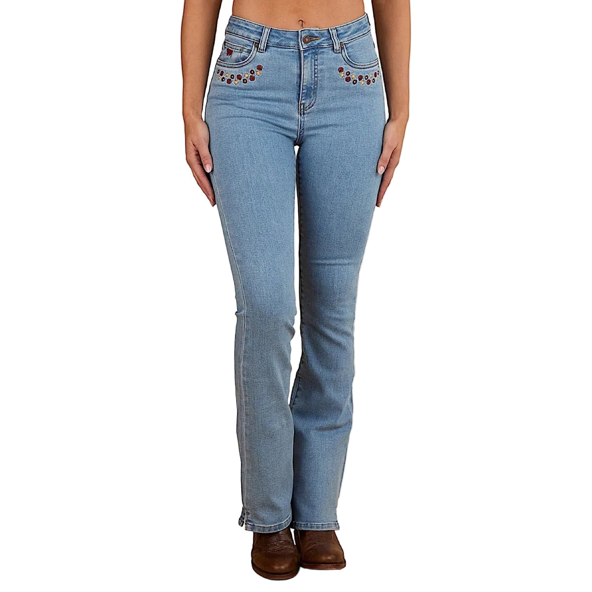 Ringers Western Women’s In Bloom High Rise Bootleg Jean - Light Wash Blue
