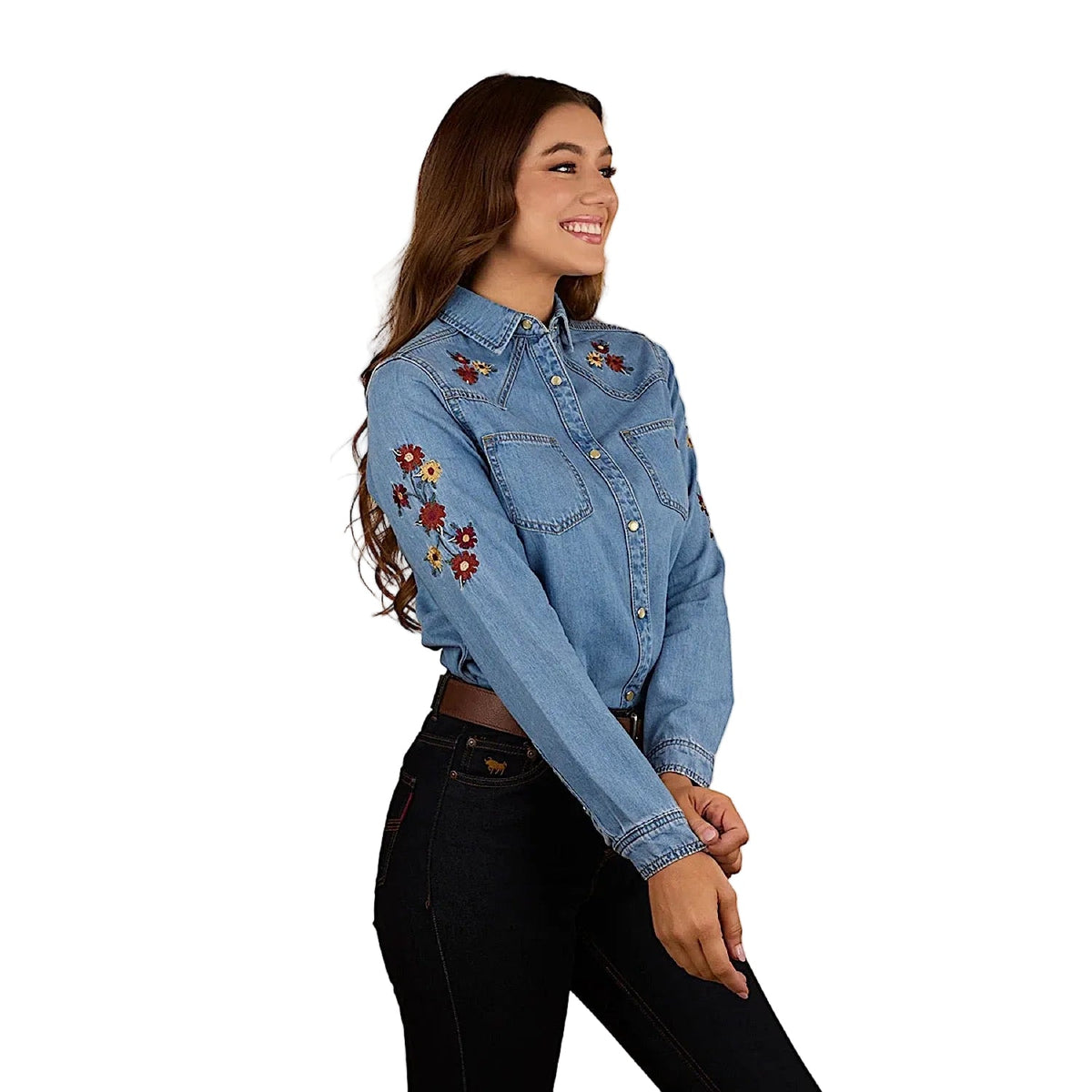 Ringers Western Women’s In Bloom Western Shirt - Light Wash Blue