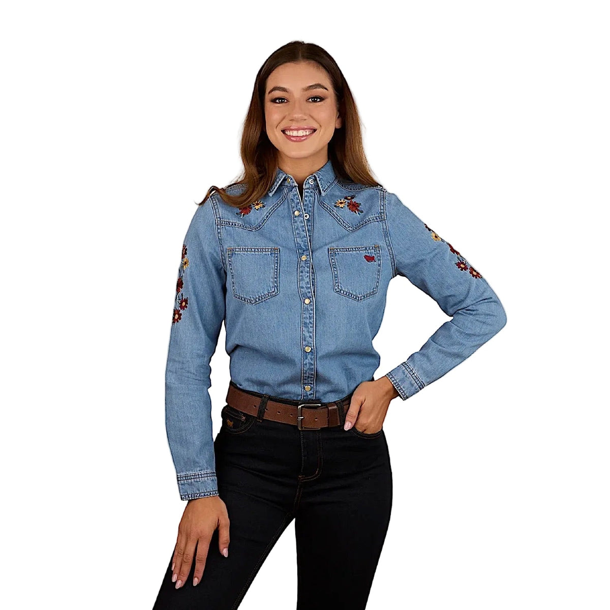 Ringers Western Women’s In Bloom Western Shirt - Light Wash Blue