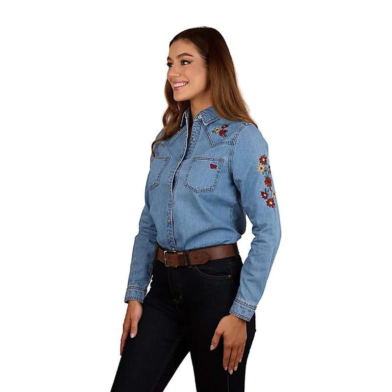 Ringers Western Women’s In Bloom Western Shirt - Light Wash Blue