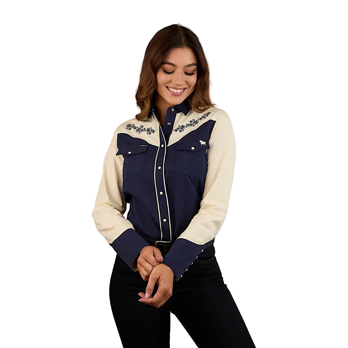 Ringers Western Women’s Jacinta Western Shirt - Navy/Off White