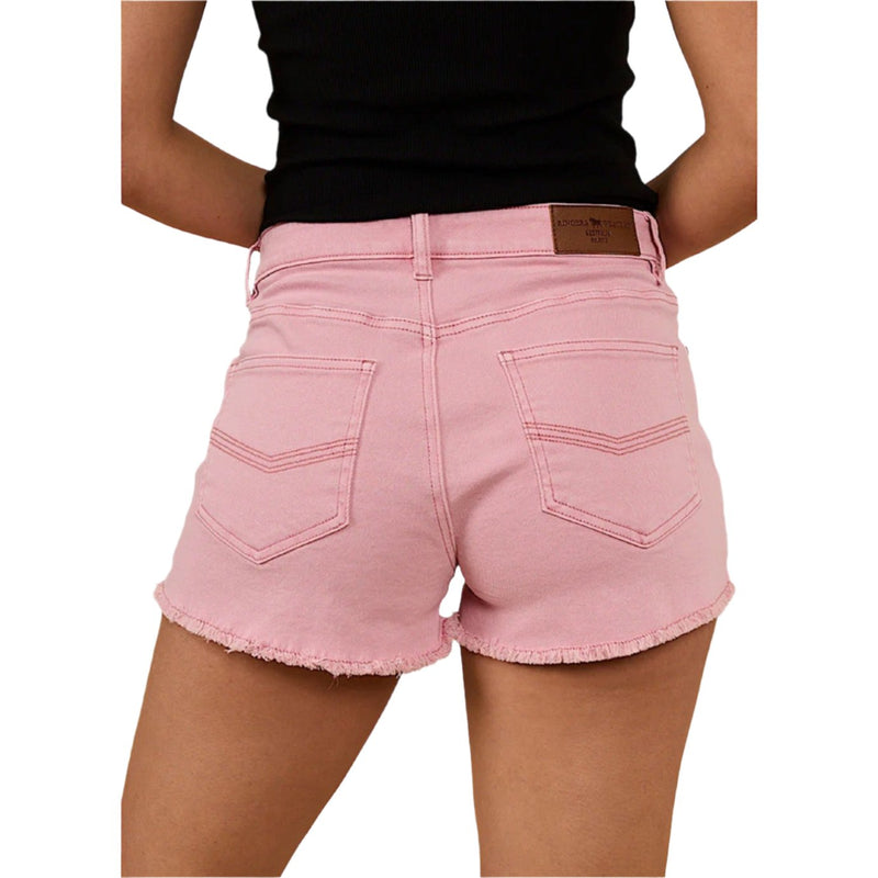 Ringers Western Women’s Jessie Mid Rise Ripped Denim Short - Light Pink