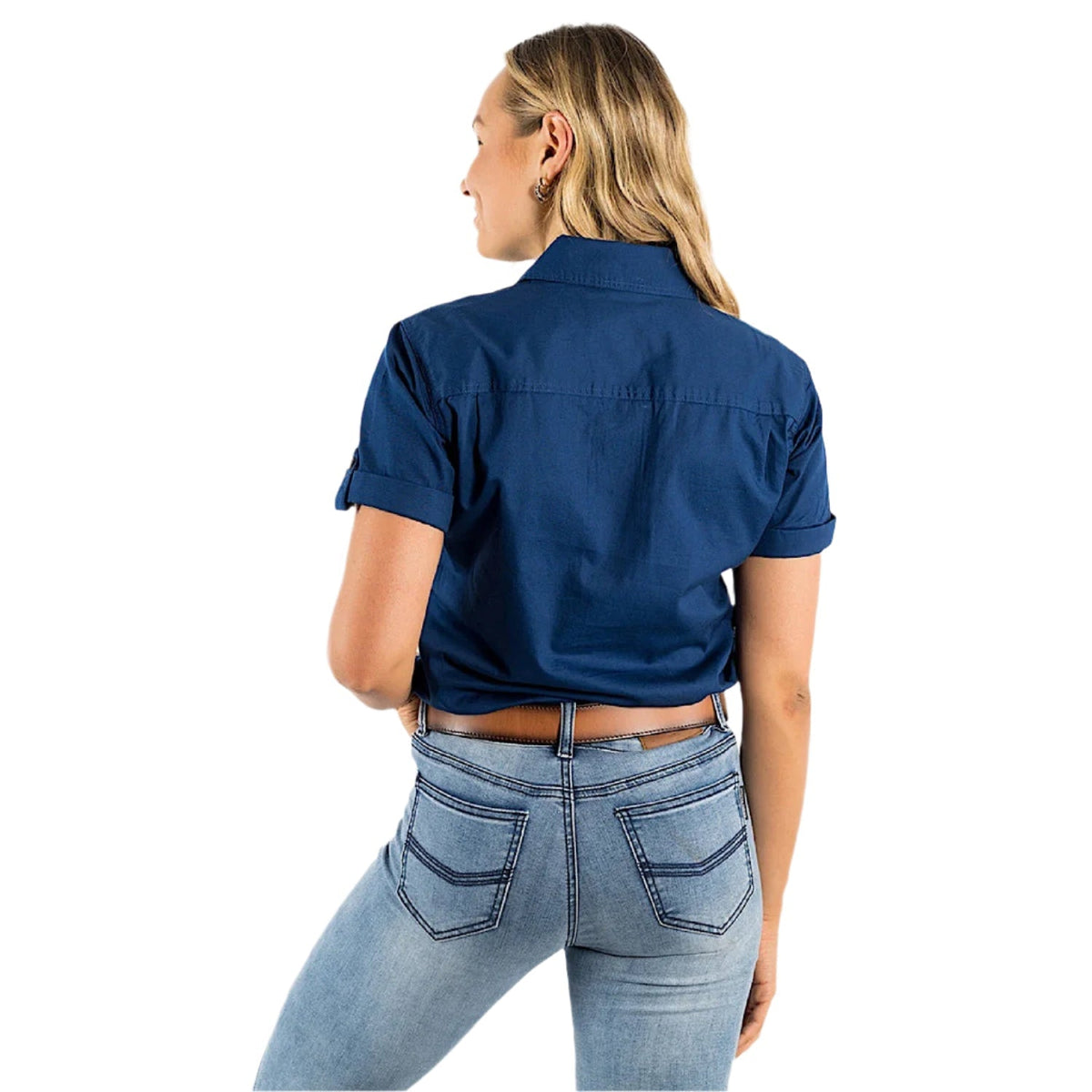 Ringers Western Women’s Jules Full Button Short Sleeve Work Shirt - Navy