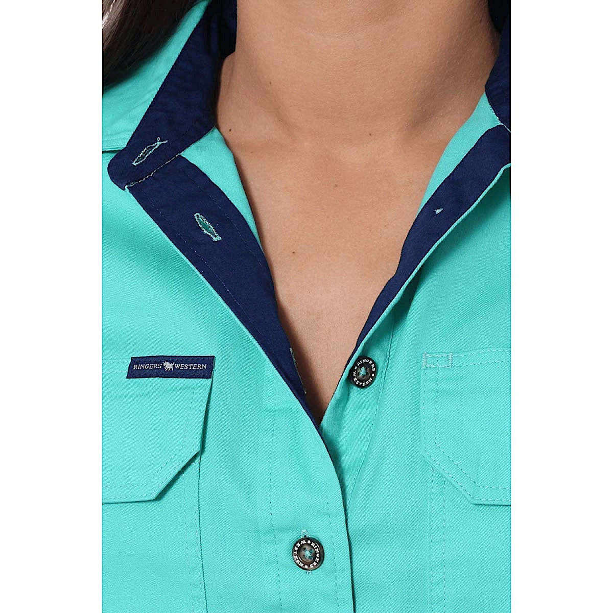 Ringers Western Jules Women’s Half Button Short Sleeve Work Shirt - Mint