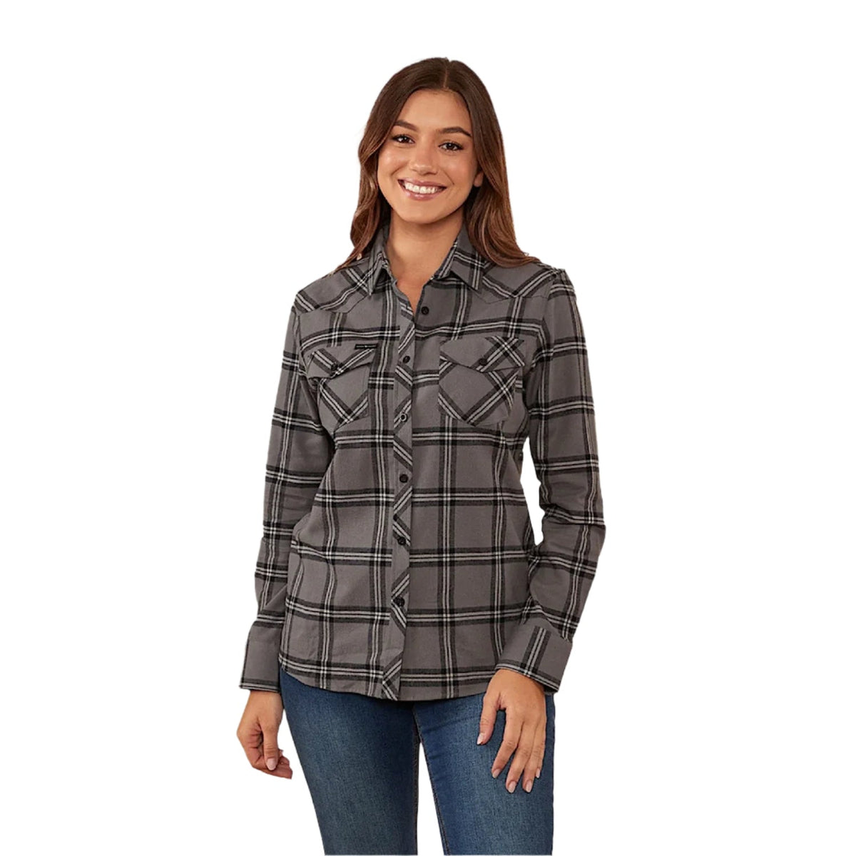 Ringers Western Women’s Junee Flanno Semi Fitted Shirt - Charcoal Black