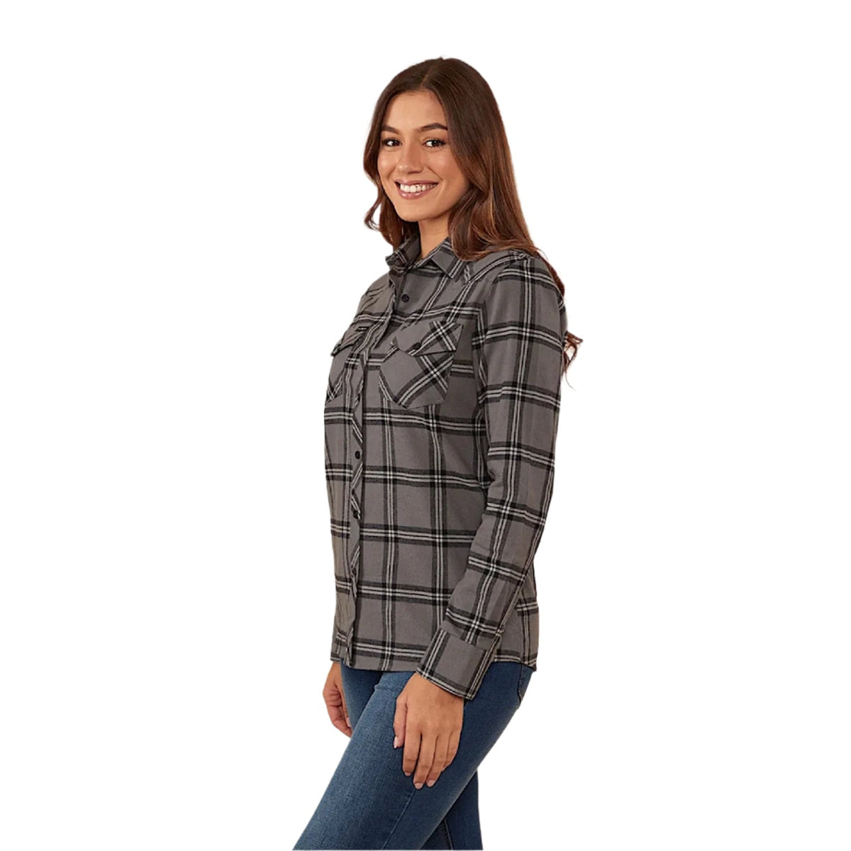 Ringers Western Women’s Junee Flanno Semi Fitted Shirt - Charcoal Black