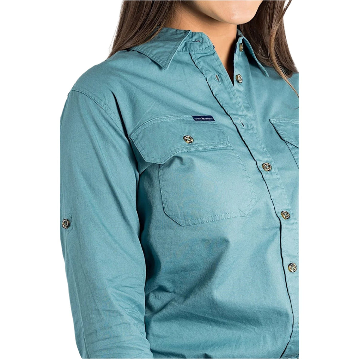 Ringers Western Women’s Pentecost River Full Button Work Shirt - Dusty Jade